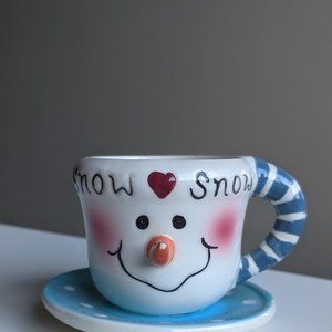 Snow Cup and Saucer Christmas Decoration